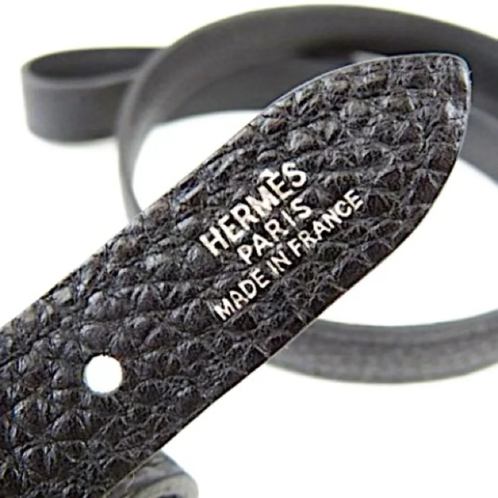 Authentic Hermès Black Kelly Cadena Dog Collar & Leash in Togo Leather - Picture 7 of 8
